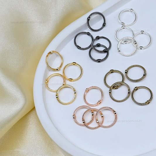 Textured Round Connector Rings for Jewelry Making | Qty : 100pcs | BF84