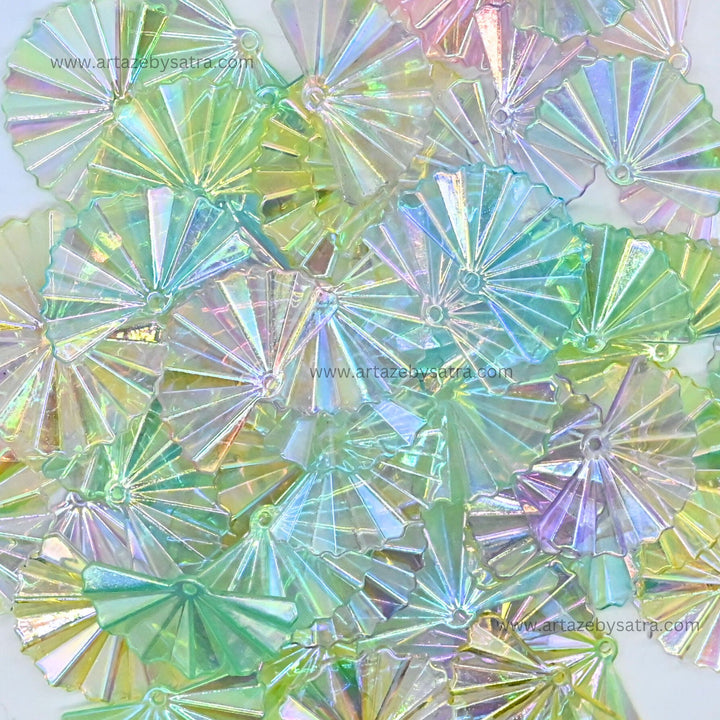 Assorted Fan Shell Plastic Beads (1 Hole) | Size : 30mm | Qty : 6pcs