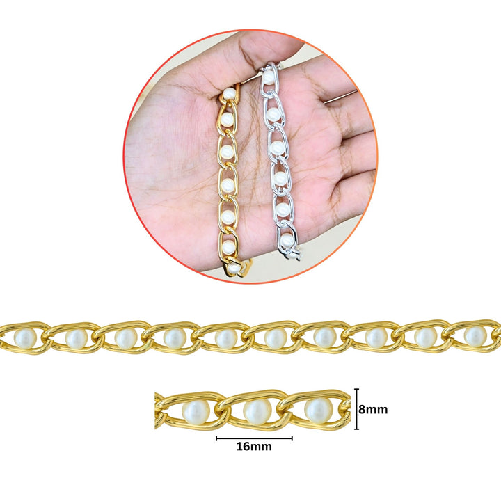 Aluminium Chain | Size : W-8mm H-16mm | Qty : 1mtr | JT-9-35-6
