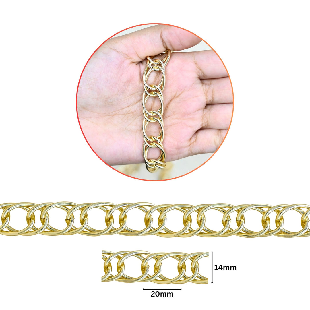 Aluminium Chain | Size : W-14mm H-20mm | Qty : 1mtr | JT-14-43-13