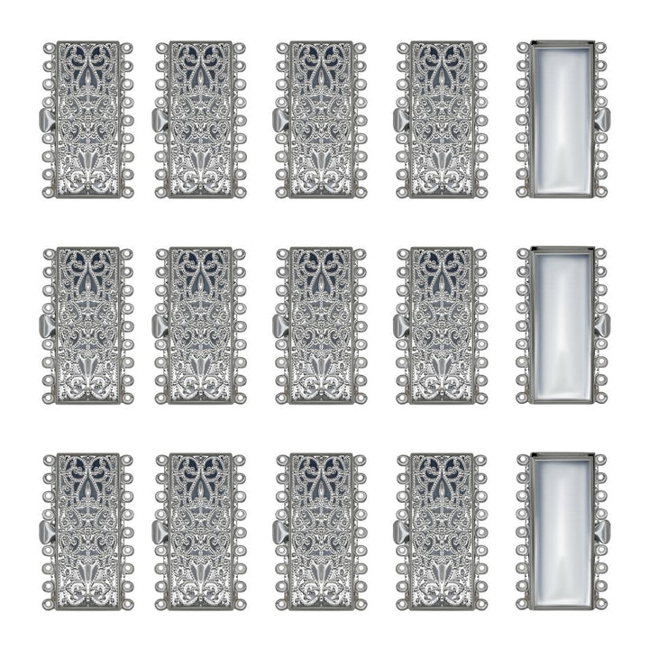 Multi Strand Box Clasp, 9 Strand Clasp Box Clasp | Size : 45mm | Qty : 2pcs | BF111