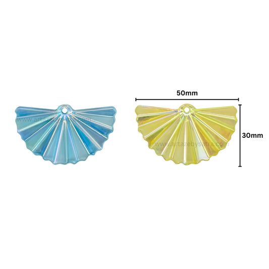 Assorted Fan Shell Plastic Beads (1 Hole) | Size : 30mm | Qty : 6pcs | PB185