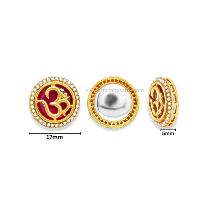 Om Meenakari Kundan Beads | Size : 17mm | Qty : 12pcs | MK23