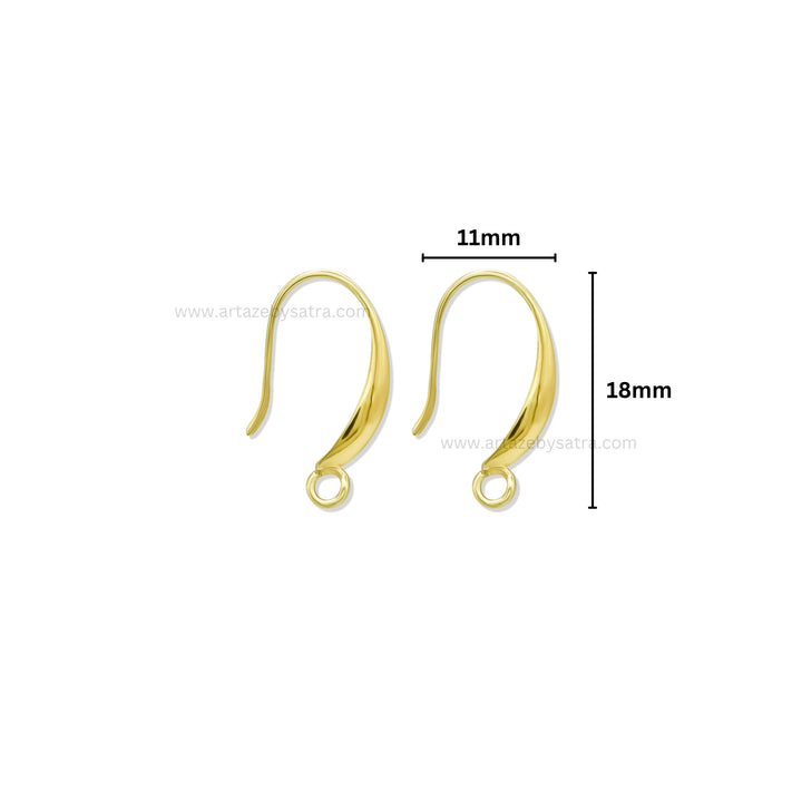 Brass French Earring Hooks with Open Loop | High Quality | Size : 18mm | Qty : 2pcs | EF76
