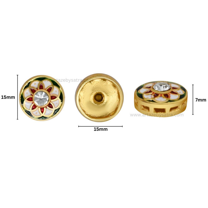 Meenakari Kundan Beads | Size : 15mm | Qty : 12pcs | MKB48