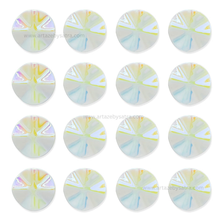 Rainbow Sea Shell Disc Plastic Beads (1 Hole) | Size : 36mm | Qty : 6pcs