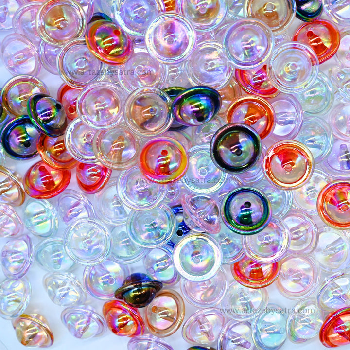 Assorted Saturn Planet Plastic Beads (2 Hole) | Size : 15mm | Qty : 10pcs
