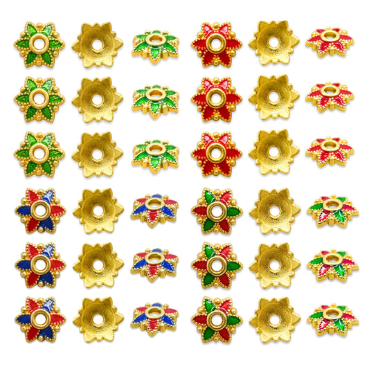 Designeer Meenakari Beads Cap | Size : 7mm | Qty : 50pcs | MK43