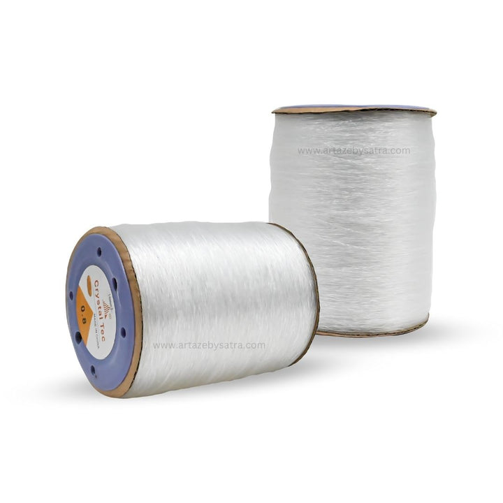 White Elastic Crystal Thread  | Size : 0.8mm | Qty : 1000 mtr Roll