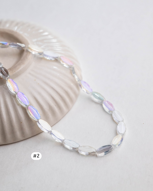 Vibrant Glass Oval Beads | Size : 10mm | Qty : 1 line-approx 50pcs | GB26