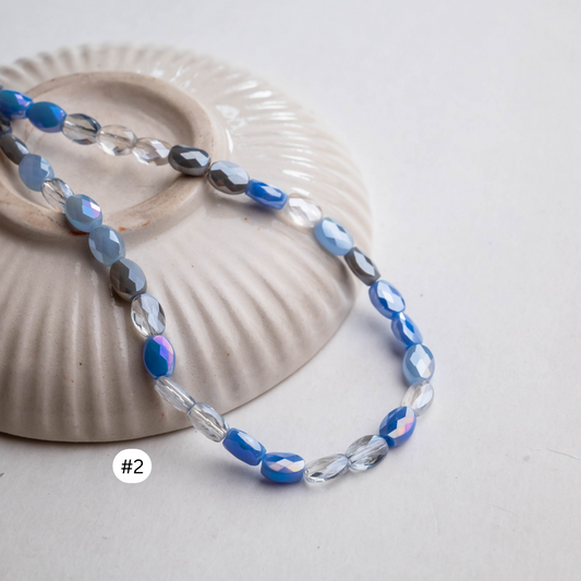 Pastel Shimmer Oval Beads | Size : 8mm | Qty : 1 line-approx 70pcs | GB29