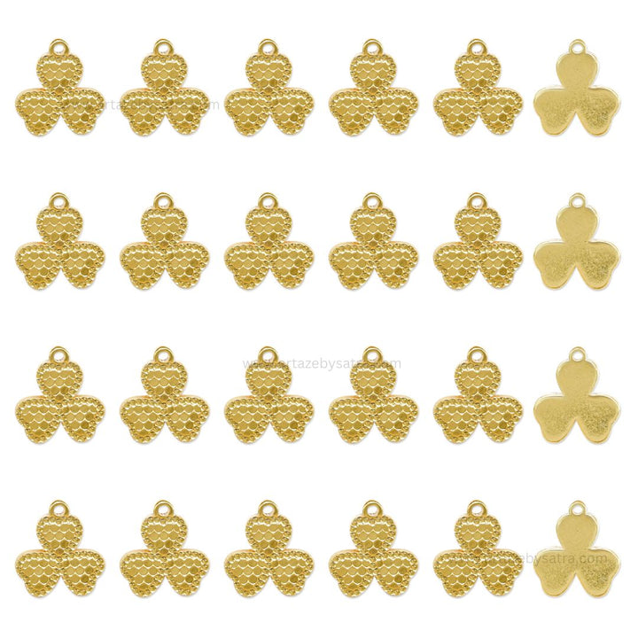 Clover Brass Charms | High Quality | Size : 12mm | Qty : 2pcs