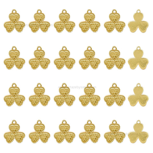 Clover Brass Charms | High Quality | Size : 12mm | Qty : 6pcs