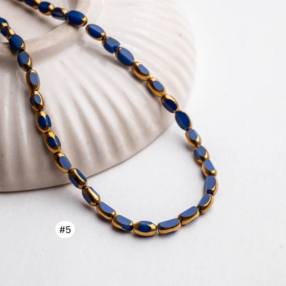 Gold-Dusted Matte Black Beads | Size : 6mm | Qty : 2 line-approx 100pcs | GB30