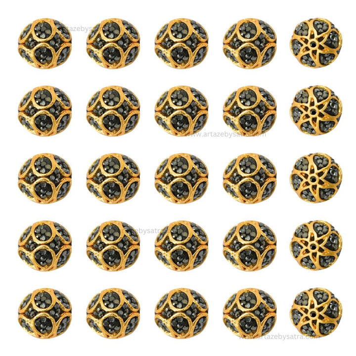 Black Stone Ball Spacer Beads for Jewellery Making