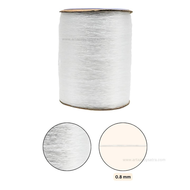 White Elastic Crystal Thread  | Size : 0.8mm | Qty : 1000 mtr Roll