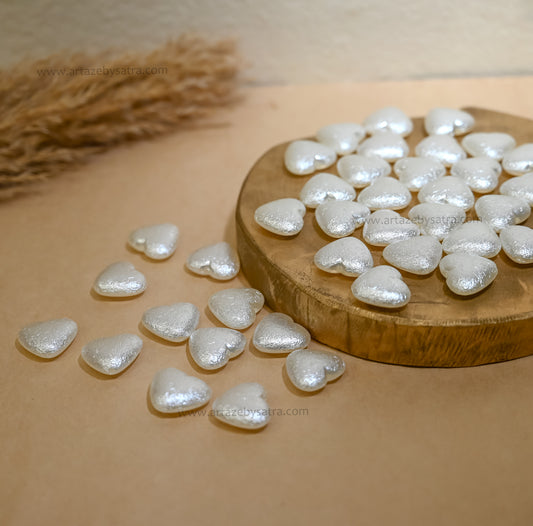 Crushed Heart Shape Pearl Finish Beads | Size : 20mm | PPB118