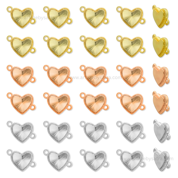 Brass Heart Charm Connector | High Quality | Size : 9mm | Qty : 2pcs