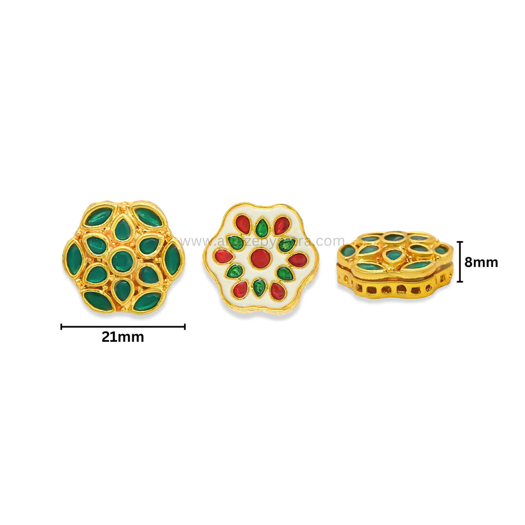 Meenakari Kundan Beads | Size : 21mm | Qty : 6pcs | MK19