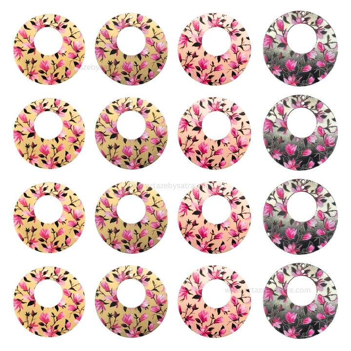 Floral Matt Finish Metal Art | Size : 40mm | Qty : 20pcs | MA425