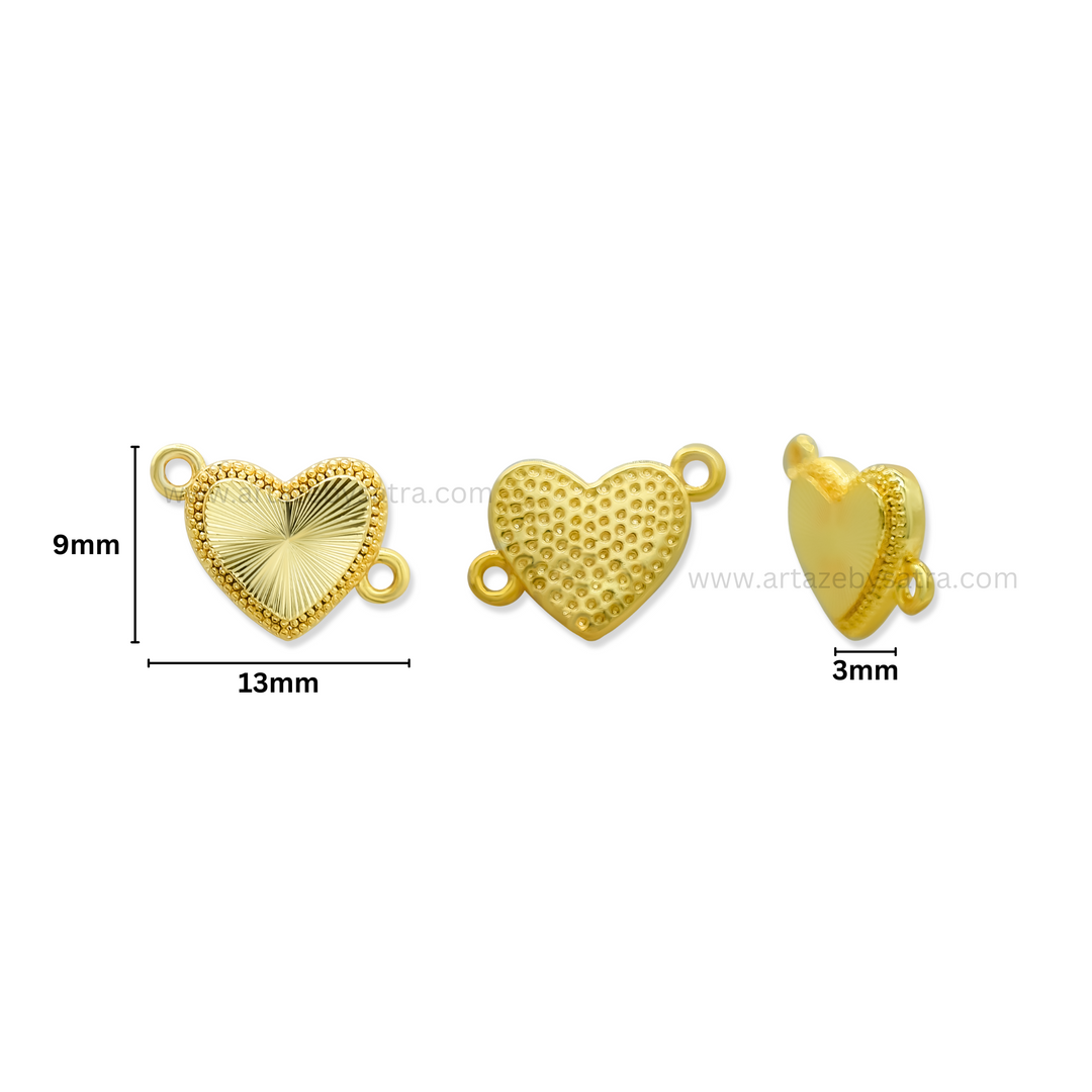Brass Heart Charm Connector | High Quality | Size : 9mm | Qty : 2pcs