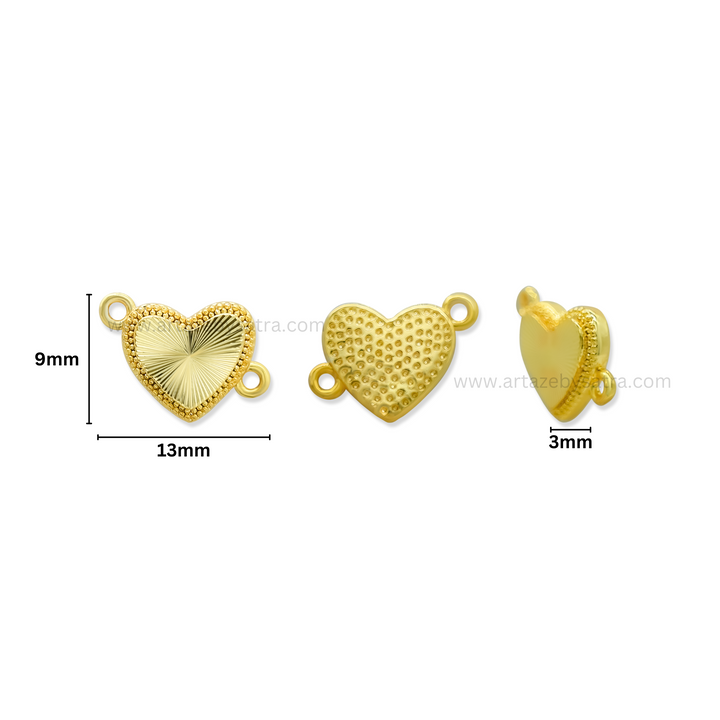 Brass Heart Charm Connector | High Quality | Size : 9mm | Qty : 2pcs