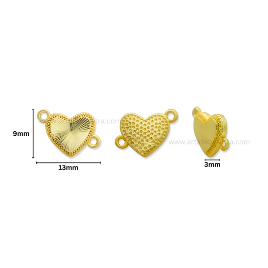 Brass Heart Charm Connector | High Quality | Size : 9mm | Qty : 6pcs