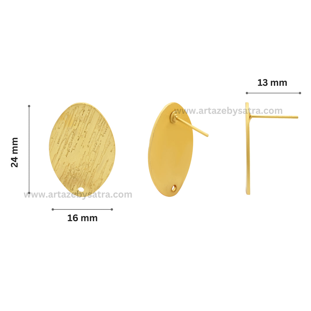 Oval Matt Base Earring Stud | Size : 24mm | 6pcs | EF37
