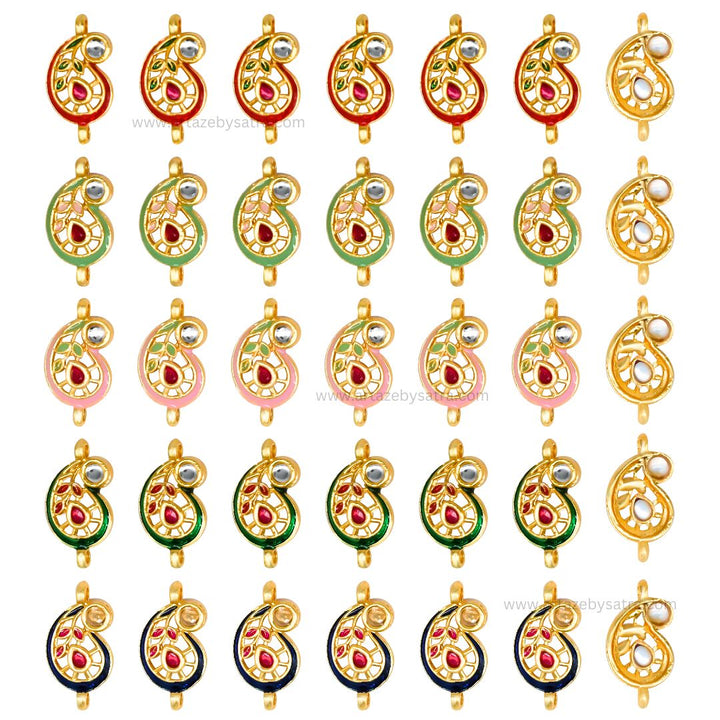 Meenakari Kundan Beads | Size : 23mm | Qty : 12pcs | C-482