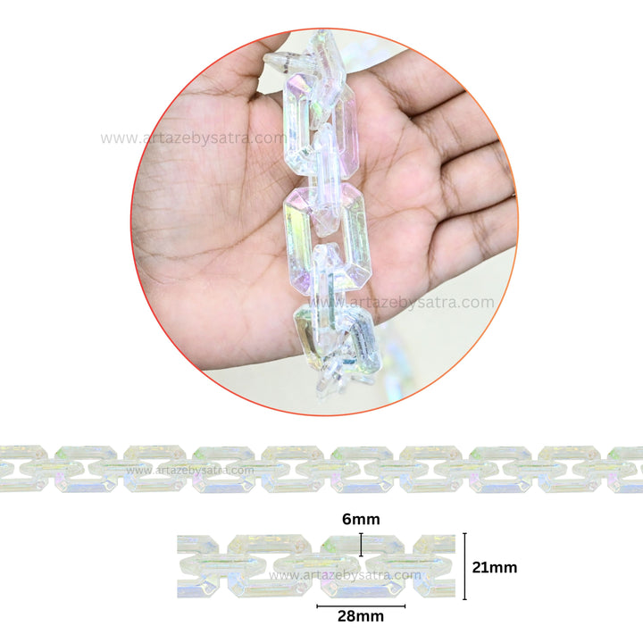 Transparent White Link Chain | Size : 21mm | Qty : 1mtr | AC29