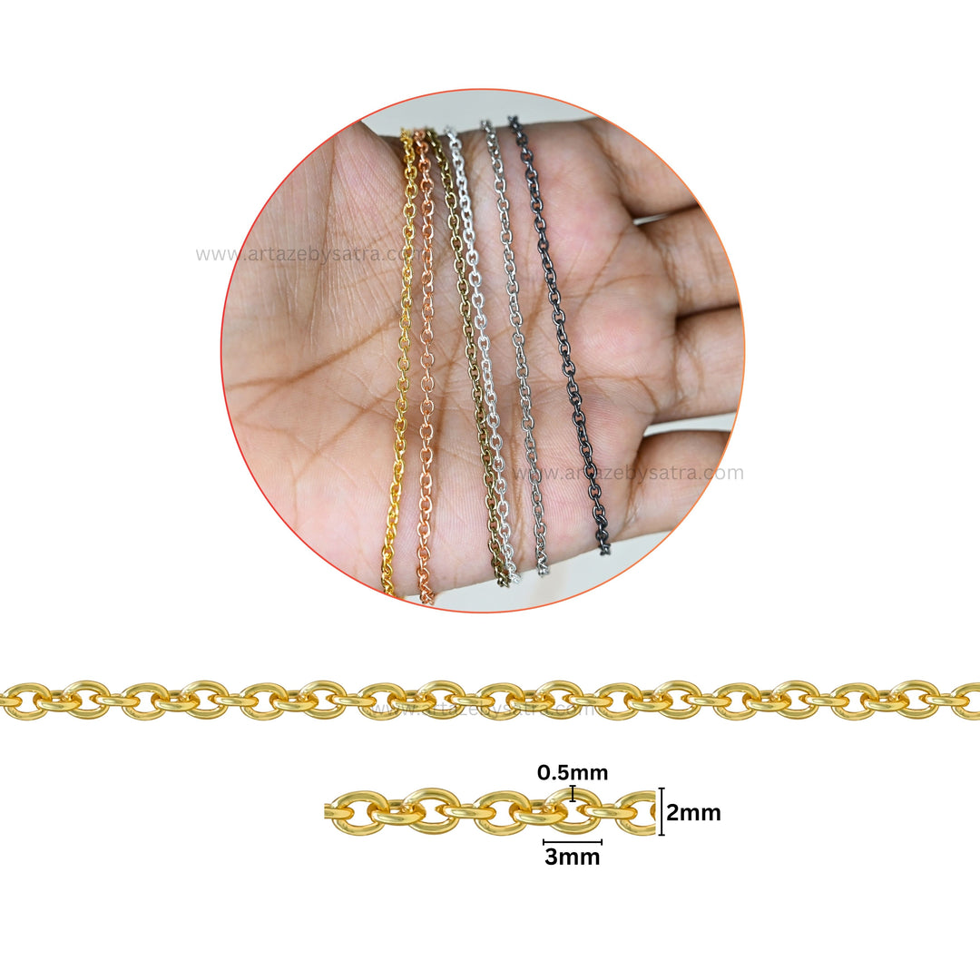 Iron Twisted Link O-Shaped Chain | Size:H-2mm W-2mm| Qty : 100g | IC05