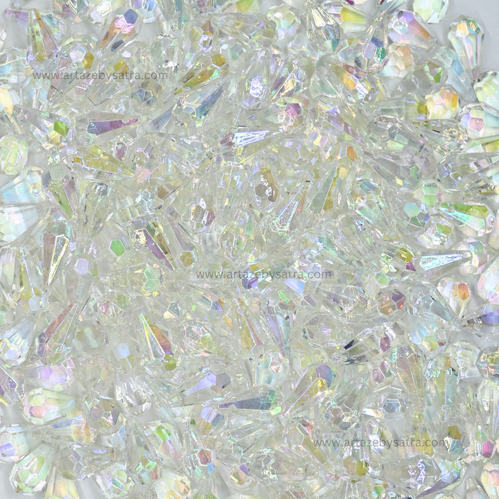 Rainbow Drop Plastic Beads (2 Hole) | Size : 20mm | Qty : 10pcs