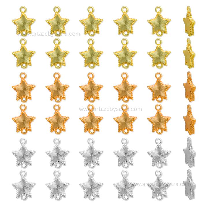 Brass Star Charm Connector | High Quality | Size : 13mm | Qty : 2pcs