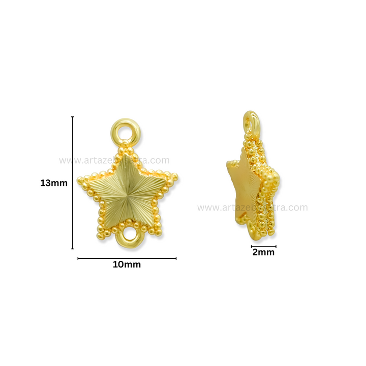 Brass Star Charm Connector | High Quality | Size : 13mm | Qty : 2pcs