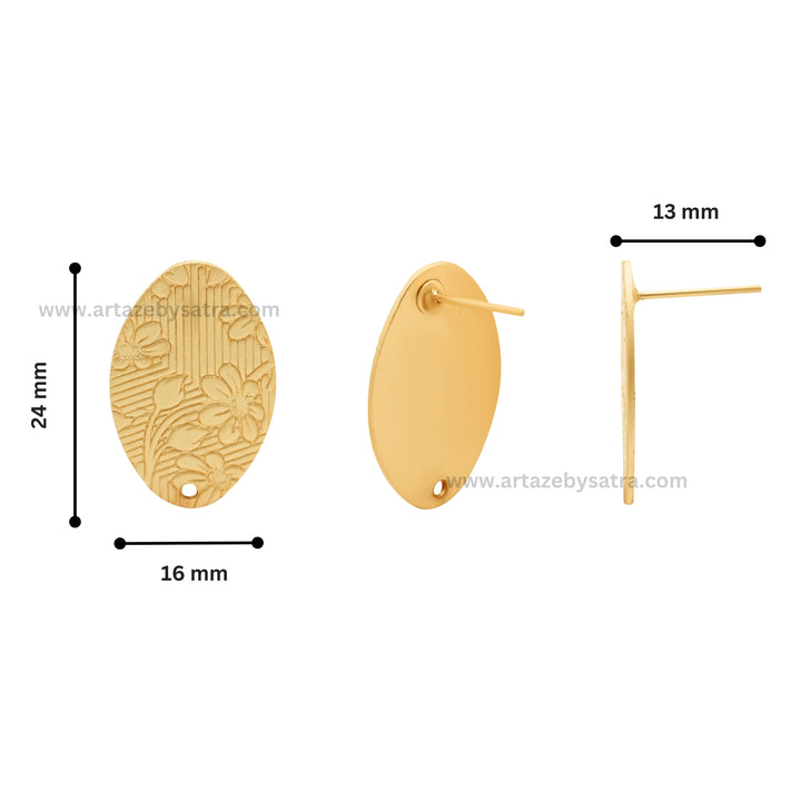 Floral Oval Matt Base Earring Stud | Size : 24mm | 6pcs | EF36