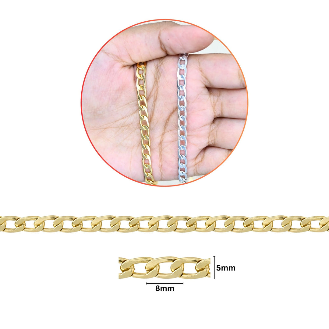 Aluminium Chain | Size : W-5mm H-8mm | Qty : 1mtr | JT-16-57-3