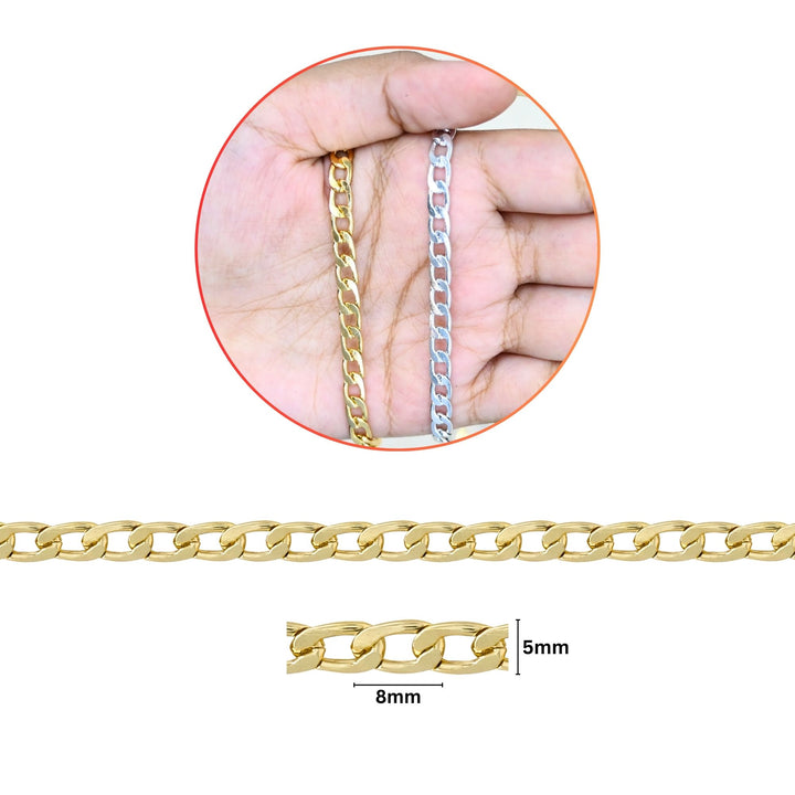 Aluminium Chain | Size : W-5mm H-8mm | Qty : 1mtr | JT-16-57-3