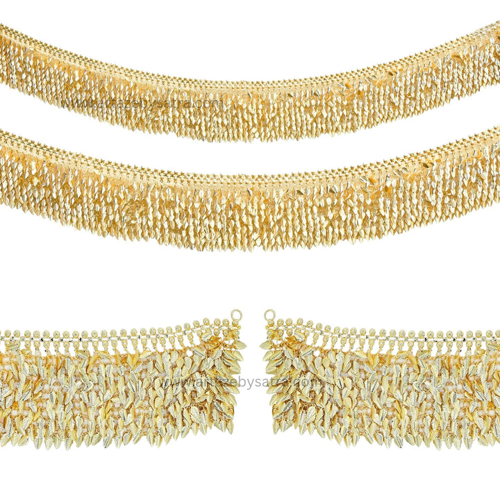 Golden Leaf Metal Latkan Chain Fringe | Qty : 1pc | Size : 1mtr | DP69