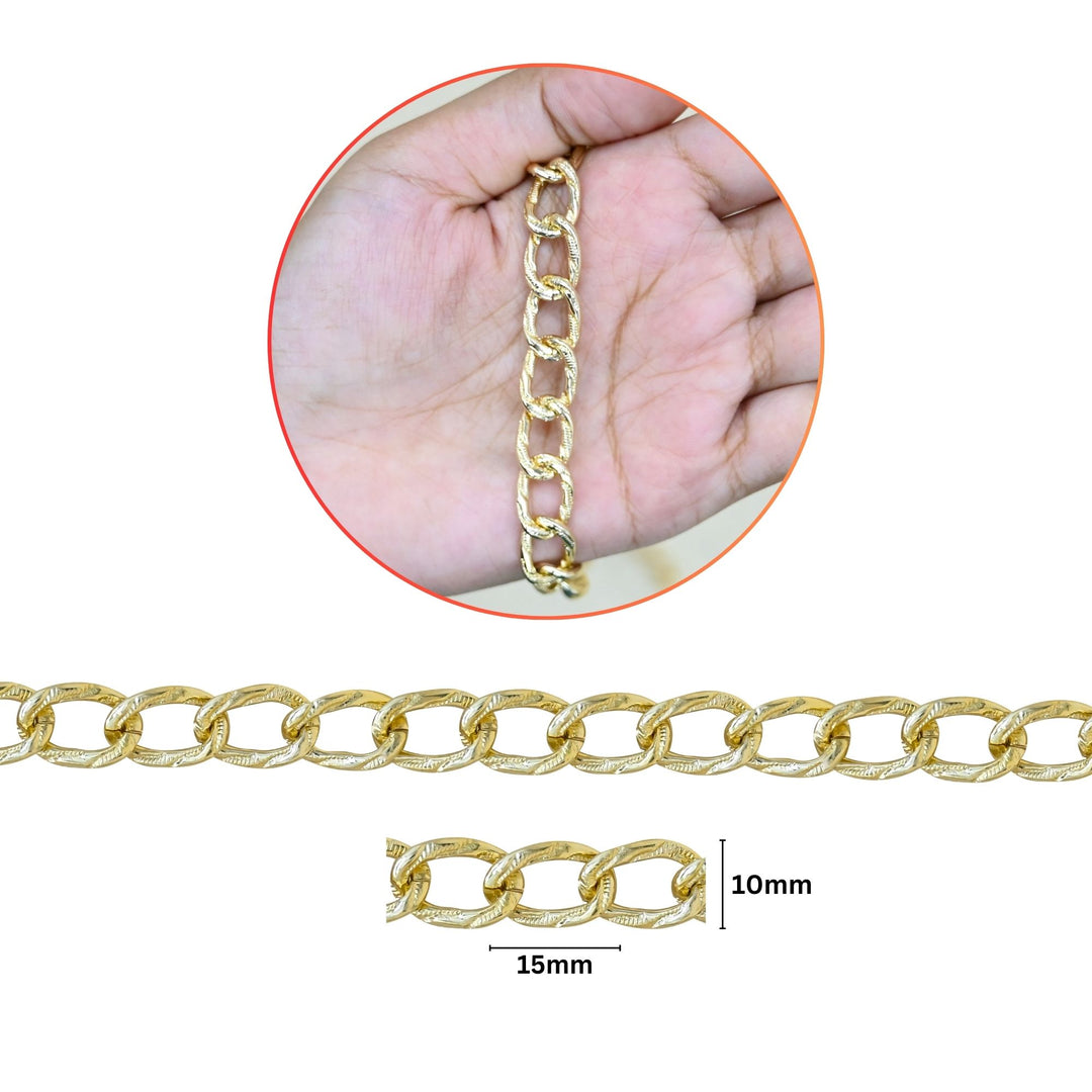Aluminium Chain | Size : W-10mm H-15mm | Qty : 1mtr | JT-13-37-5
