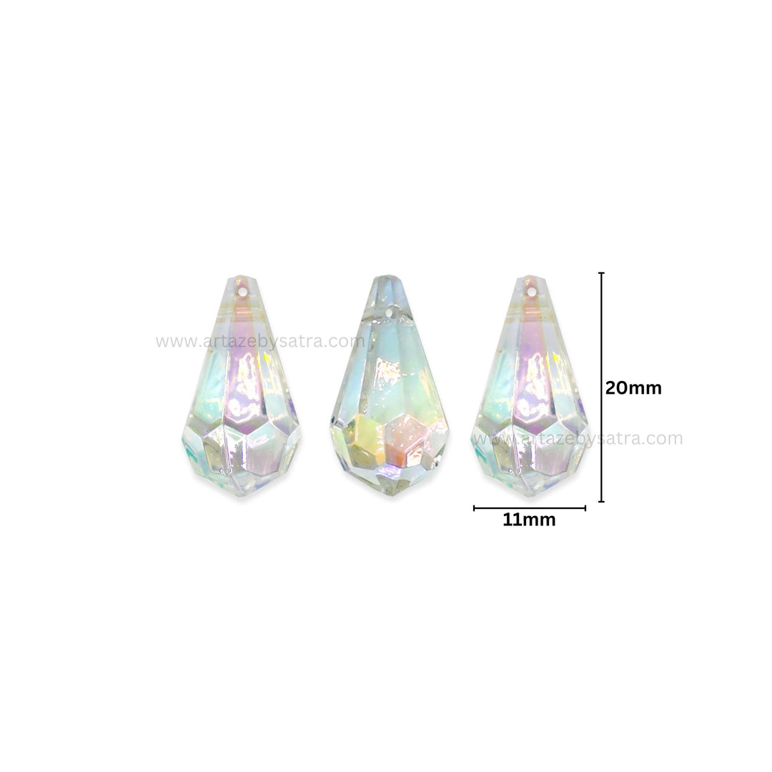 Rainbow Drop Plastic Beads (2 Hole) | Size : 20mm | Qty : 10pcs