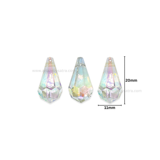 Rainbow Drop Plastic Beads (2 Hole) | Size : 20mm | Qty : 10pcs | PB187
