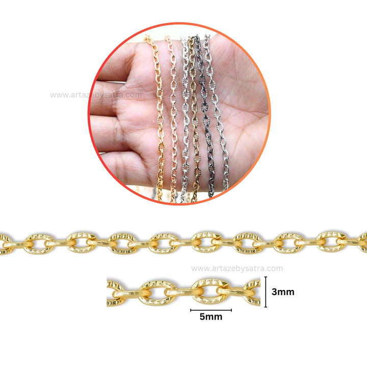Iron Chain | Size : H-5mm W-3mm | Qty : 100grm | IC12