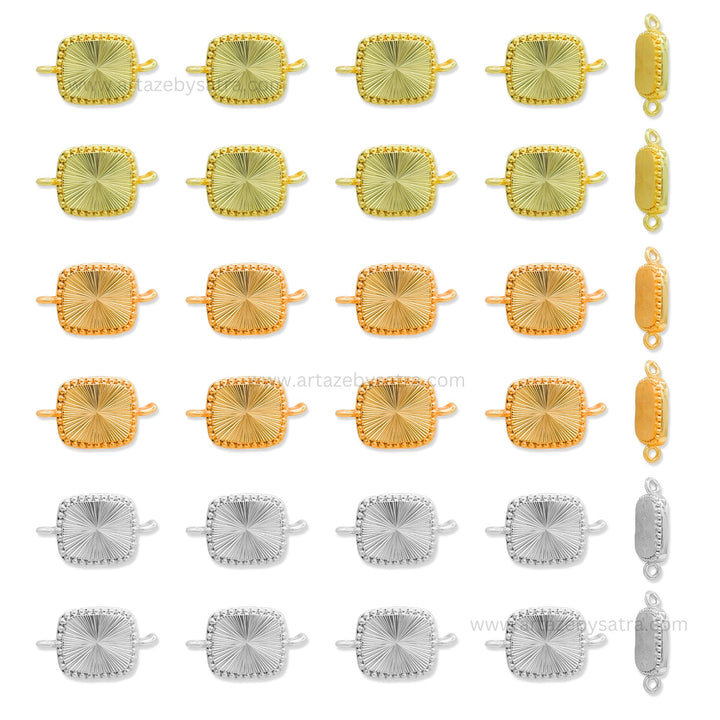 Brass Rectangle Charm Connector | High Quality | Size : 13mm | Qty : 2pcs