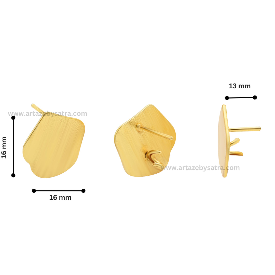 Hexagon Shape Metal Base Earring Stud | Size : 16mm | 6pcs (3 Pair) | EF57