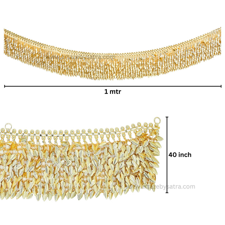 Golden Leaf Metal Latkan Chain Fringe | Qty : 1pc | Size : 1mtr | DP69