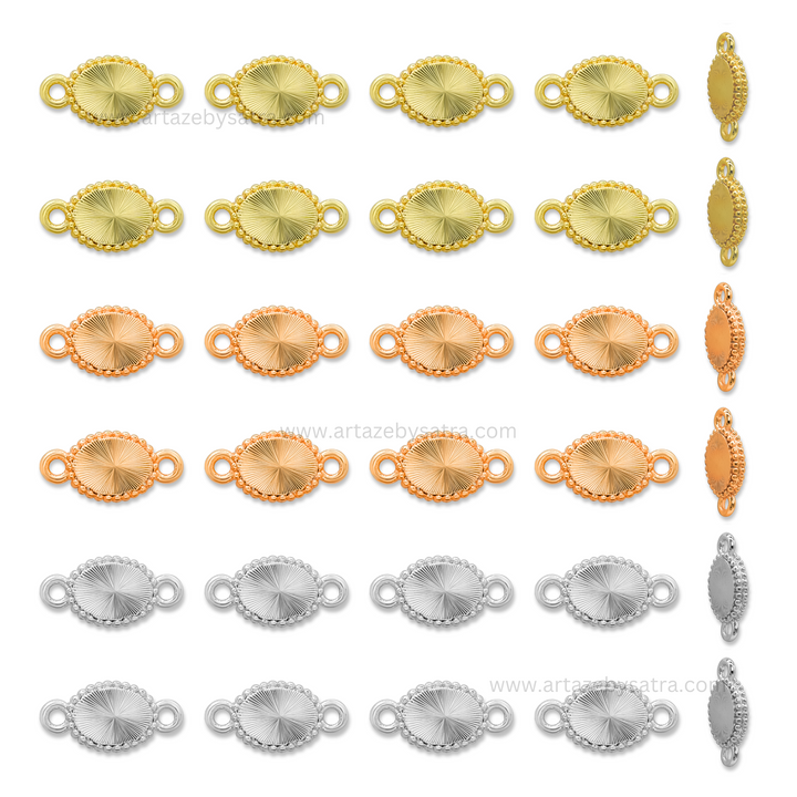 Brass Oval Charm Connector | High Quality | Size : 13mm | Qty : 2pcs