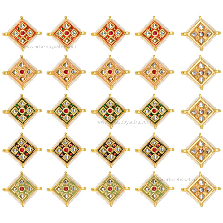 Meenakari Kundan Beads | Size : 22mm | Qty : 12pcs | C-262