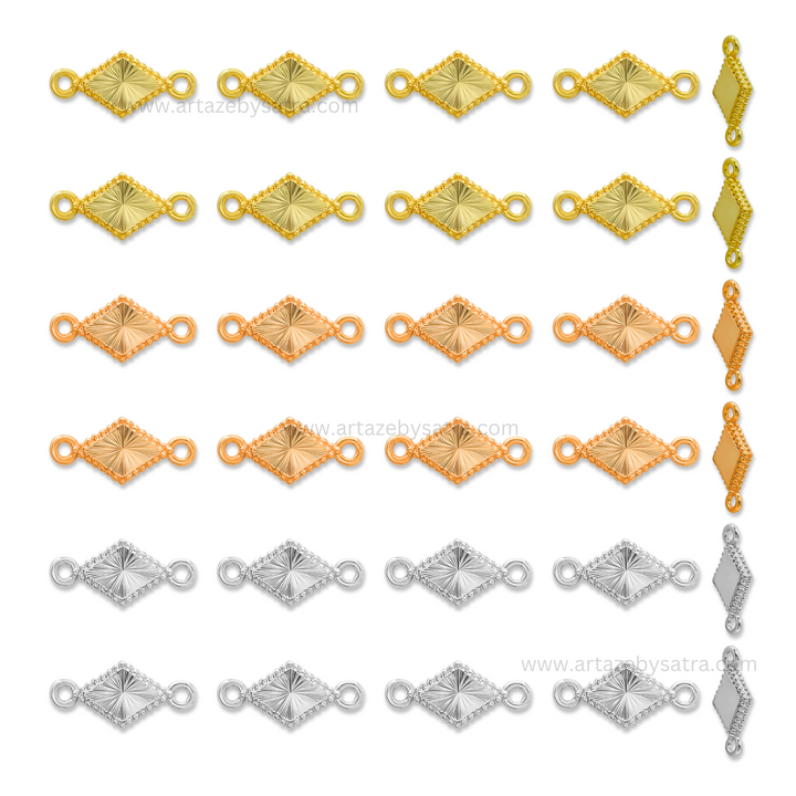 Brass Diamond Shape Charm Connector | High Quality | Size : 15mm | Qty : 2pcs