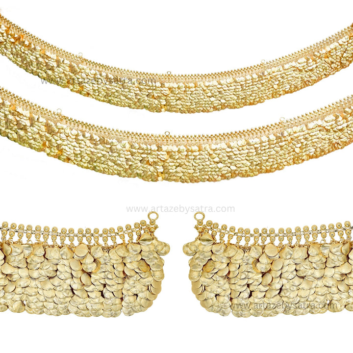Golden Coin Latkan Chain Fringe | Qty : 1pc | Size : 1mtr | DP70