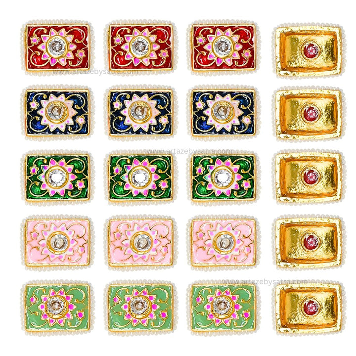 Meenakari Kundan Beads | Size : 14mm | Qty : 12pcs | C-412